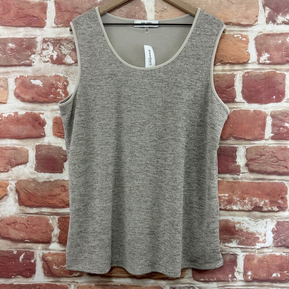 Jones Studio Top Women's 1X Taupe Knit Casual Career Camisole Tank Shirt